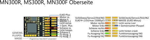 ZIMO MN300F MN-Lok-decoder - 6-polig. NEM651 op draden