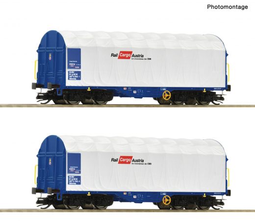 Roco 6680007 - 2 pièces. Coffret : wagon à bâche coulissante, ÖBB/RCW