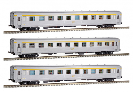 SUDEXPRESS S0120 - 3 pcs. CP Foguette passenger car set with curtains and passengers