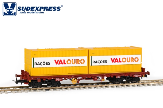 SUDEXPRESS S454030 - Vagón CP SGS, versión con freno de aire, 2 contenedores Raçoes Valouro