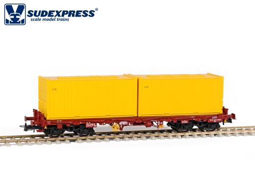 SUDEXPRESS S454092 - CPLP-wagen SGS luchtremversie x 2 containers Raçoes Valouro geel