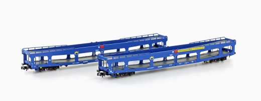 MF Train MF33301 - Set van 2 autotransportwagens DDm 916 EETC, Ep.VI, blauw