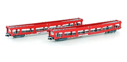 MF Train MF33309 - Set van 2 autotransportwagens DDm 916 DB Autozug, Ep.VI, rood