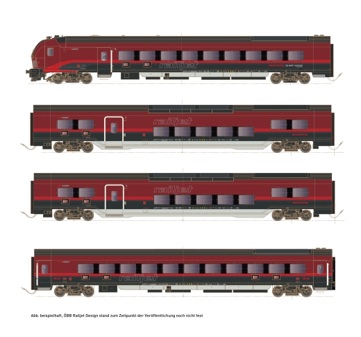 Hobbytrain H25401 - Railjet DANI Set 1 con carrozza pilota, 4 pezzi. ÖBB, Ep.VI