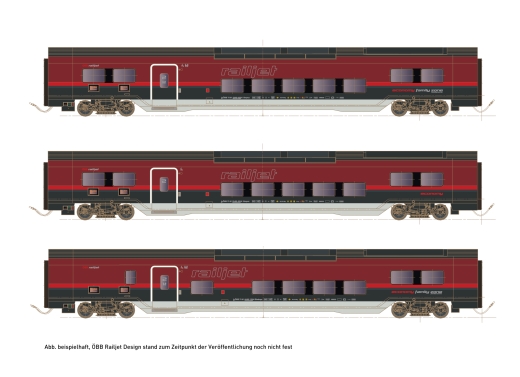 Hobbytrain H25402 - Railjet DANI Set 2, 3-tlg. ÖBB, Ep.VI