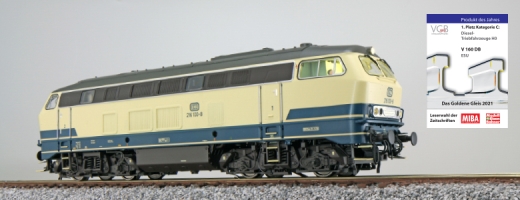 ESU 31001 - Diesel locomotive, H0, BR 216, 216 100 DB, ocean blue/beige, Ep IV