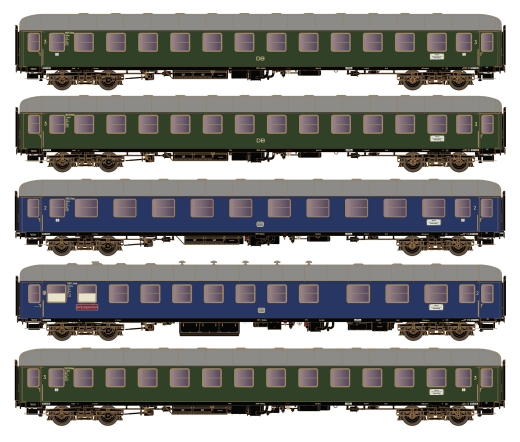 Hobbytrain H43032 - 5tlg Wagen-Set D83 3xC4ümg+B4ümg+BR4ümg DB, Ep.III