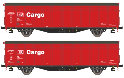 Hobbytrain H24651 - Set of 2 sliding wall wagons Hbbillns DB Cargo, epoch five