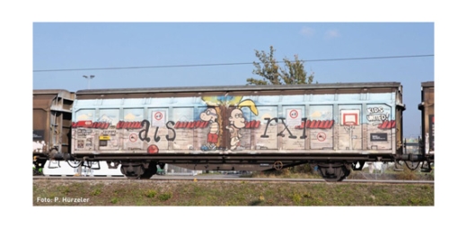 Hobbytrain H24663 - Sliding wall carriage Hbbillns SBB, Ep.VI, Graffiti series (3)