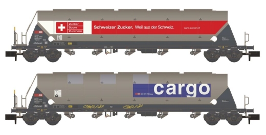 Hobbytrain H23479 - Set of 2 silo wagons Taggnpps SBB Cargo, Ep.VI, aged