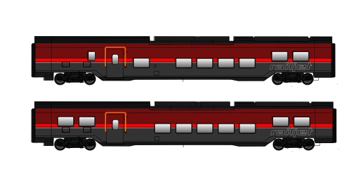 Jägerndorfer JC71201 - Set van 2 Railjet-rijtuigen DANI ÖBB, Ep.VI, Basic