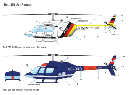 LemkeCollection LC5101 - Hélicoptère Bell 206 Jet Ranger Police/Rotor Flight, Kit N