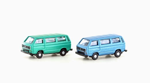 LemkeCollection LC4347 - VW T3 set di 2 autobus verde+blu (serie metallizzata)