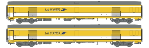 LSModels LS40447 - Set of 2 postal carriages Pe UIC SNCF La Poste, yellow Ep. V