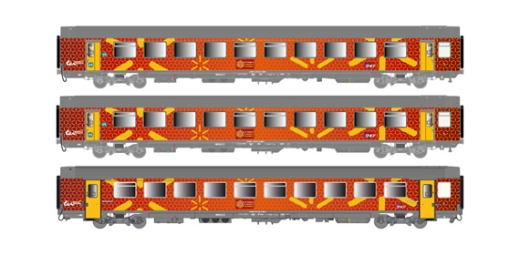 LSModels LS41210 - Coffret de 3 voitures voyageurs VTU SNCF, Ep.VI, TER L.Roussillon