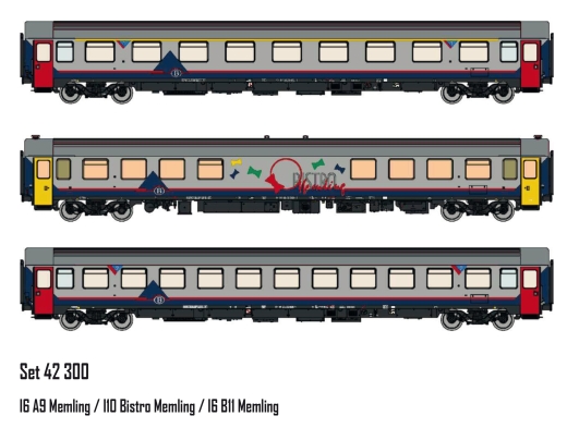 LSModels LS42300 - Set of 3 passenger cars I6+I10 SNCB, Ep.V, Memling