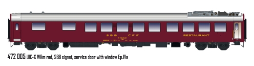 L.S.Models LS472005 - UIC-X Speisewagen WRm SBB, Ep.IVa, rot