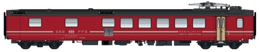 LSModels LS47262AC - Restauratierijtuig EW I WR SBB, Ep.IVb, rood/grijs, AC