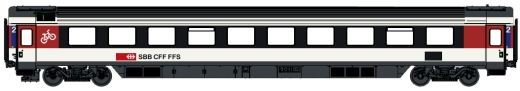 LSModels LS47372 - Carrozza passeggeri EC, 2a classe. Bpm SBB, Ep.VI, bianco/rosso/nero