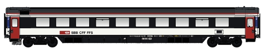 LSModels LS47381 - Voiture de tourisme CE, 2e classe. Bpm SBB, Ep.VI, blanc/rouge/noir