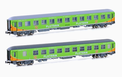 LSModels LS76011 - Set van 2 couchetterijtuigen Bvcmz+Bvcmbz Flixtrain, aflevering VI