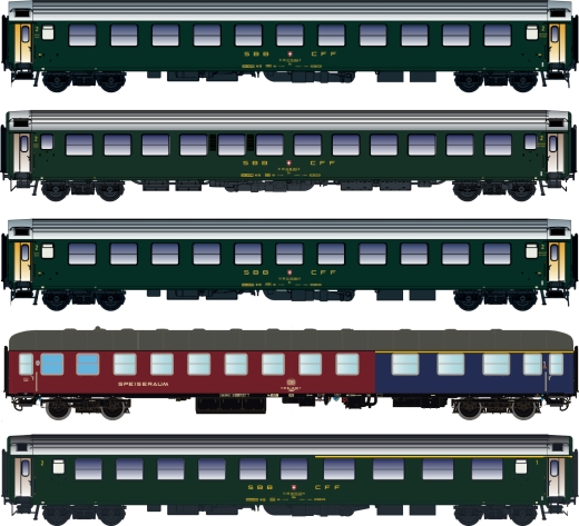 LSModels LS97032 - Coffret de 5 voitures voyageurs DB/SBB, Ep.IVa, D568