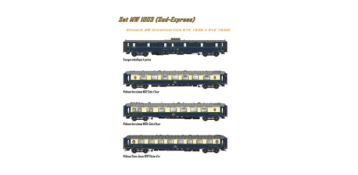 LSModelos MW1003 - 4 uds. Set de turismos Sud Express CIWL 1936-1939 Ep.IIb