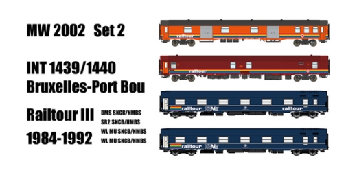 LSModels MW2002 - Set van 4 personenrijtuigen NMBS / Railtour, aflevering IV, INT 1439/1440