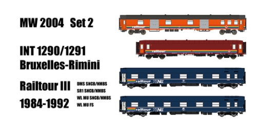 L.S.Models MW2004 - 4er Set Personenwagen SNBC/Railtour, EEp. IV, INT 1290/1291