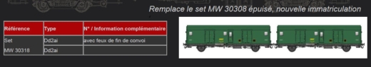 LSModels MW30318 - Set di 2 carrelli portabagagli SNCF Dd2ai, verde-grigio Ep.IVa con cintura a S