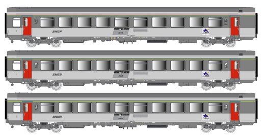 LSModels LS41219 - Coffret de 3 voitures voyageurs VTU A10TU+B11TU+B11TUX SNCF, Ep. VI