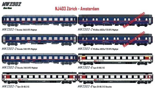 L.S.Models MW2302 - 8er Set Personenwagen ÖBB Nightjet, Ep. VI, NJ 403