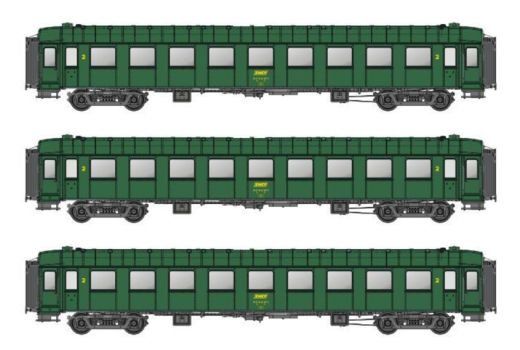 LSModels MW40933 - Set van 3 personenautos OCEM A8+B9+B9, SNCF, aflevering IIB