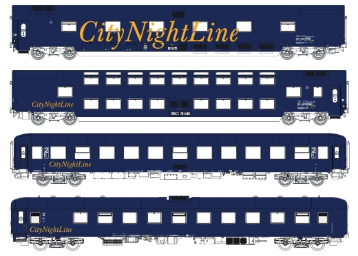 LSModels LS97002N - Juego de 4 vagones de tren nocturno CNL, Ep.V, CNL 212/213, Set I