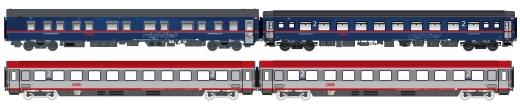 L.S.Models LS97033 - 4er Set Nachtzugwagen ÖBB NJ, Ep.VI, NJ408, Set I