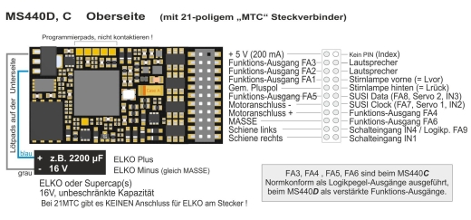 ZIMO MS440C MS-geluidsdecoder - MTC21 (NEM660)