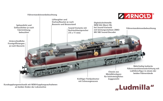 Arnold HN2600S - DR, Diesellokomotive 142 002-5 Ep. IV DCC Sound