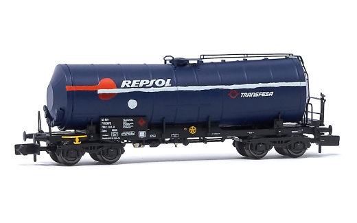 Arnold HN6629 - RENFE, 4 ejes. Vagón cisterna en pintura azul, “Repsol”, Ep V.