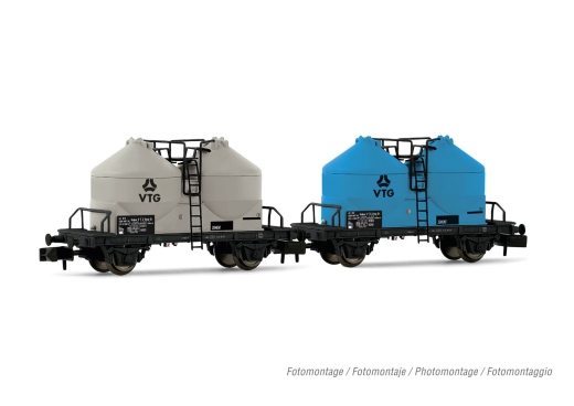 Arnold HN6640 - DR rental, 2-piece set of 2-axle silo wagons Ucs, Ep. IV