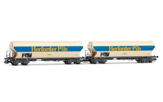 Arnold HN9749 - DB, 2 pz. Set di carri silo per cereali “Herforder Pils”, Ep