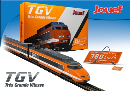 Jouef HJ2412 - SNCF, 4-piece set TGV Record Mondial 26.2.81