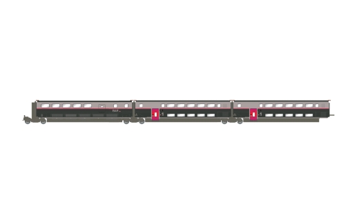 Jouef HJ3016 - SNCF, TGV Duplex Carmillon, 3 st. Extra set, bestaande uit 2 voormalige rijtuigen 1e klas en een barrijtuig, Ep