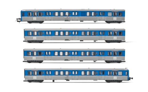 Jouef HJ4185 - SNCF, 4-piece set of passenger coaches RIO 77, “Stelyrail bleu”, Ep. V