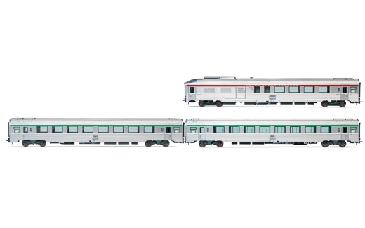 Jouef HJ4196 - SNCF, dreiteiliges Set EC „Etoile du Nord“, Set 1/2 (1 x B3Dtux, 1 x B8u und 1 x B91/2tu), Ep. V