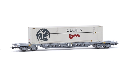 Jouef HJ6263 - 4-achs. Containerwagen Sgnss, beladen mit einem 45 Container „Geodis, Ep. V