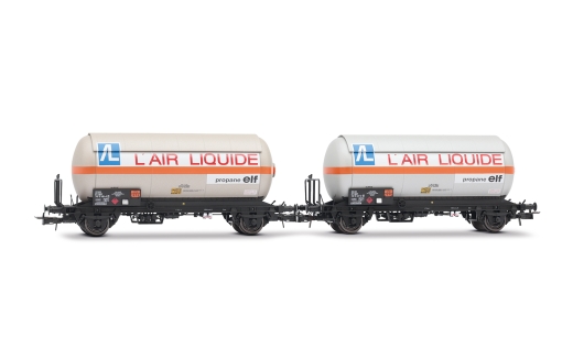 Jouef HJ6287 - SNCF, tweedelige set tweeassige gastankwagens met zonwerende daken, “Air Liquide”, Ep