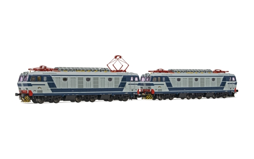 Rivarossi HR2875S - FS, lot de 2 locomotives électriques E.633, bleu/gris, Ep.IV-V, DCC Sou.