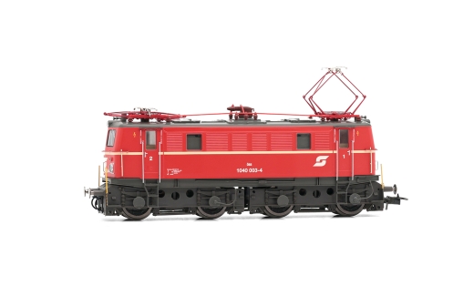 Rivarossi HR2938S - ÖBB, locomotiva elettrica 1040 003, vernice arancione sangue con linea decorativa, ventola originale, tetto piano, gradini, Ep. V, con decoder audio DCC