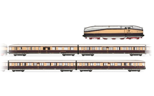 Rivarossi HR2953 - DRG, Stromliniendampflokomotive 61 001 in endgültiger Farbgebung mit vierteiligem Henschel-Wegmann-Zug, Ep. II