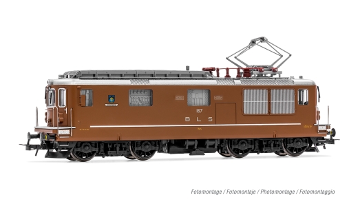 Rivarossi HR2958 - BLS, locomotive électrique polyvalente à quatre essieux Re 4/4 167 « Ausserberg », marron, Ep. IV-V